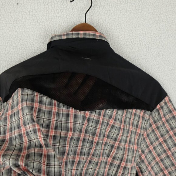 Club Cr Ride Cycling Jesey Mens Small Gray Red Plaid Pearl Snap Short Sleeve - Picture 7 of 13